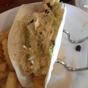 Fish taco, catfish, first one GONE! Delicious!!