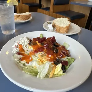 My little creation from the salad bar, topped with a delicious French/Catalina style dressing.  It took me back to my childhood.