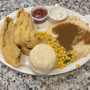 Fried Catfish w/ 2 sides  ... $11.95