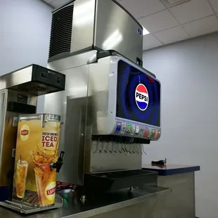 New soda machine for refills on right of the pizza side ordering area
