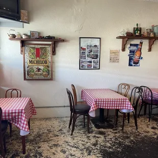 tables and chairs in a restaurant