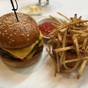 Under the fries there&apos;s a huge onion ring.