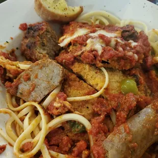Sausage meatball and eggplant