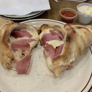 Ham &amp; cheese calzone