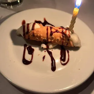Complimentary birthday cannoli