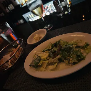 Caesar salad, skimpy like the meal