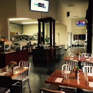a view of the kitchen from the dining room