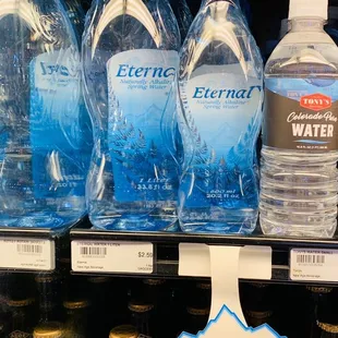 Happy to find Eternal Water Here at Tony's Market! Naturally Alkaline, natural electrolytes, natural pH spring water.