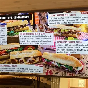 Sandwich menu