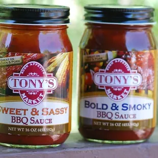 Fabulous local Tony&apos;s BBQ Sauces - also available: Hot &amp; Spicy and Zesty Peach; both made with local Breckenridge Beer.