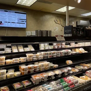 a display of food items