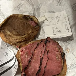 The bread was hard mustard all over the edges and the meat was dried out as well by far the worst pastrami sandwich at almost $12.