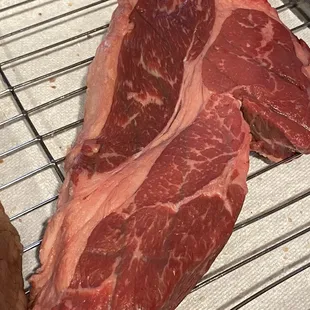 Steak, not very well trimmed.