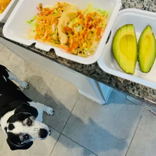 to go - Fish Soft Tacos with 1/2 avocado side