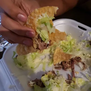 Shredded beef crunchy taco