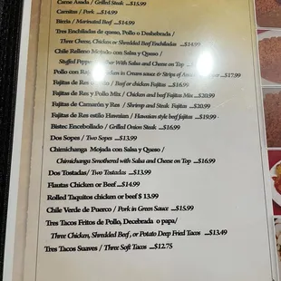 menu