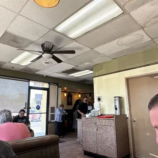 a man and a woman in a restaurant
