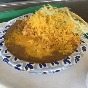 Combination plate number 1 - shredded beef taco