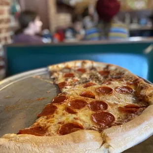 a slice of pepperoni pizza