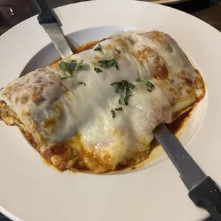 Lasagna.. one stuffed shell and manicoti !