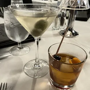 Dirty martini and New Old Fashion