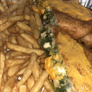 Chicken Philly &amp; lemon pepper fries