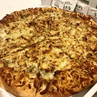 Halal Pesto chicken specialty pizza (large) -- yum!