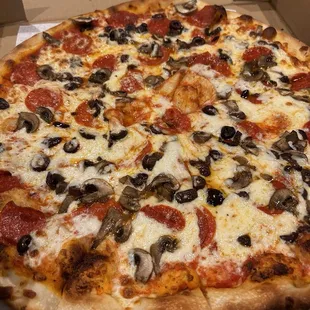 Pepperoni mushrooms and olives.