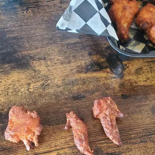 We were served the tiny unedible part of the wing. 3 of 6 were this.