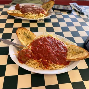 The Monday special! $8.99 for spaghetti with meatball, garlic bread, and a soda!