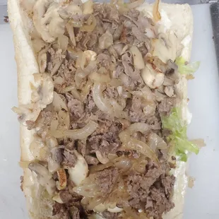 a meat and onion sandwich