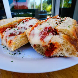 Meatball sub on homemade bread