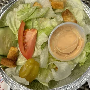 a salad with dressing