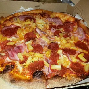 Hawaiian and pepperoni