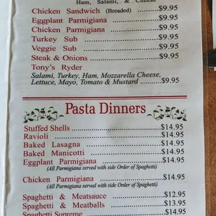 menu