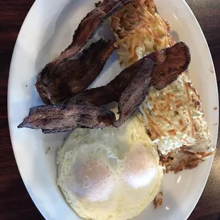 Extra Crispy Bacon and Over Easy Eggs