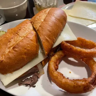 Philly cheese steak with onion rings 5/2023