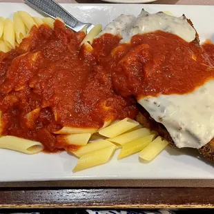 Veal and Eggplant Parmigiana with GF ziti