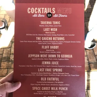 Cocktail menu (June 2022)