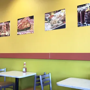 tables and chairs in a restaurant