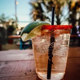 Vodka soda with a dressed rim