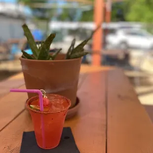a drink on a table
