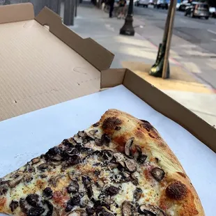 Slice of Mushroom pizza