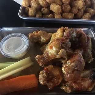 Hot wings and tater tots