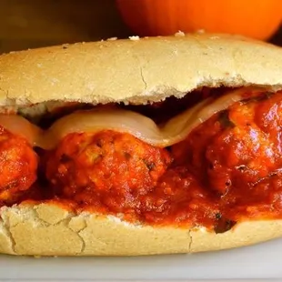 a meatball sandwich on a plate