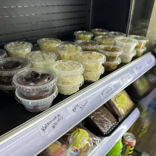 a variety of desserts on display