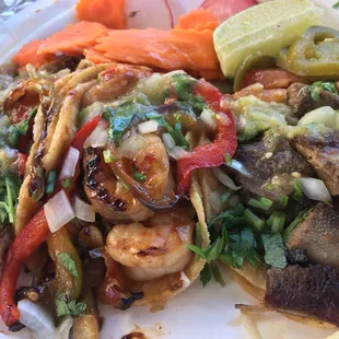 Plethora of tacos. Carnitas, Camarones, Lengua