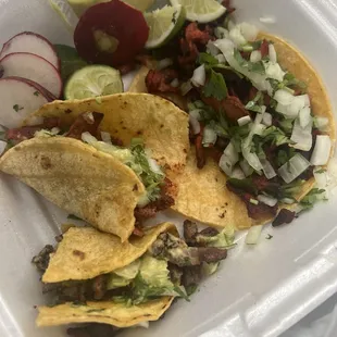 Asada taco and Pastor tacos