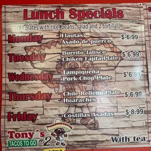 Daily Specials