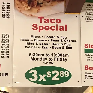 Monday thru Friday special